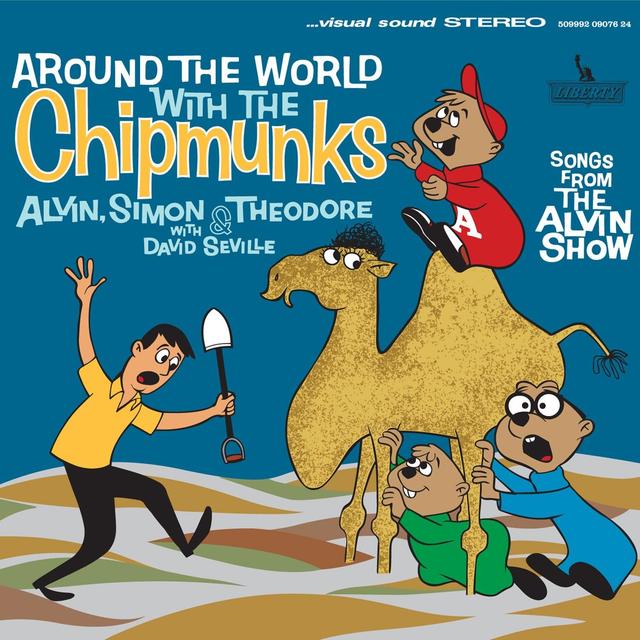 Album cover art for Around the World With The Chipmunks