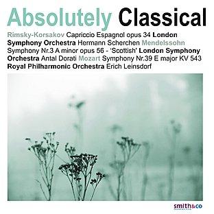 Album cover art for Rimsky-Korsakov: Capriccio Espagnol - Mendelssohn: Symphony No. 3 In A Minor - Mozart: Symphony No. 39 In E Major